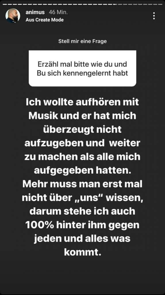 Animus erklärt via Instagram Story, dass Bushido der Grund sei, weswegen er nicht mit der Musik aufgehört habe
