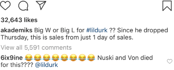 6ix9ine Kommentar zu Lil Durk