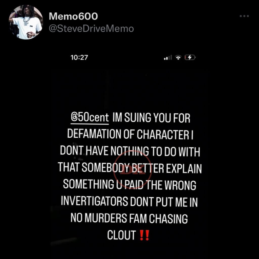 Memo600 mit Nachricht an 50 Cent