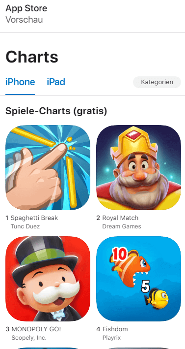 iOS Spielecharts