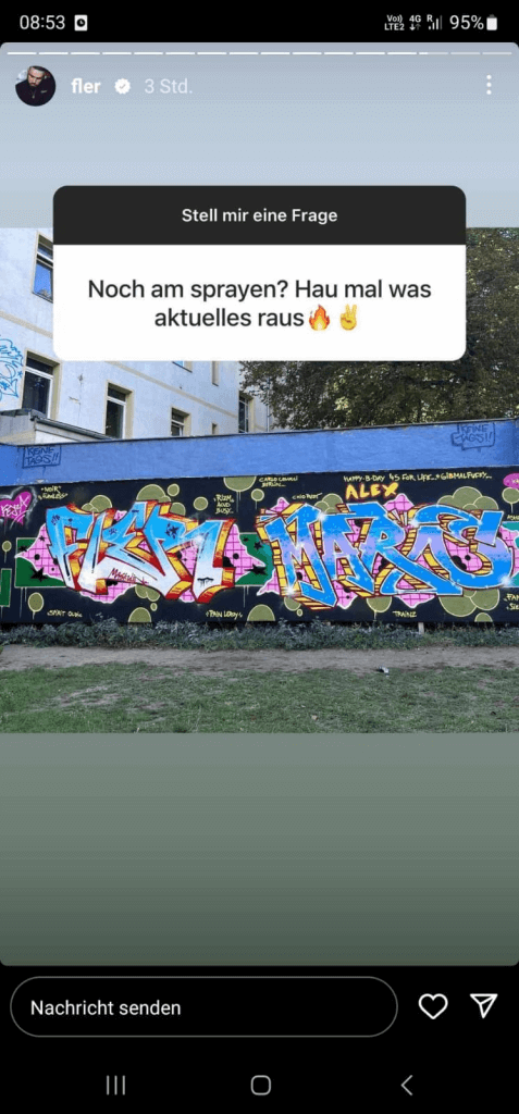 Fler zeigt sein neuestes Graffiti-Kunstwerk