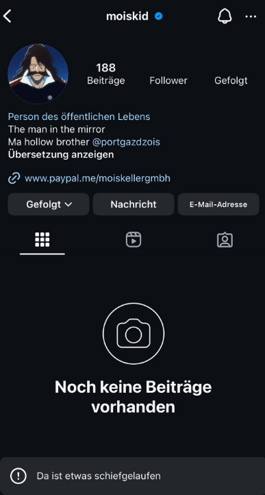 Mois' Instagram-Profil verschwunden