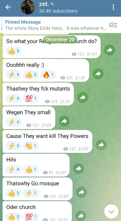 Kryptische Nachrichten auf Telegram