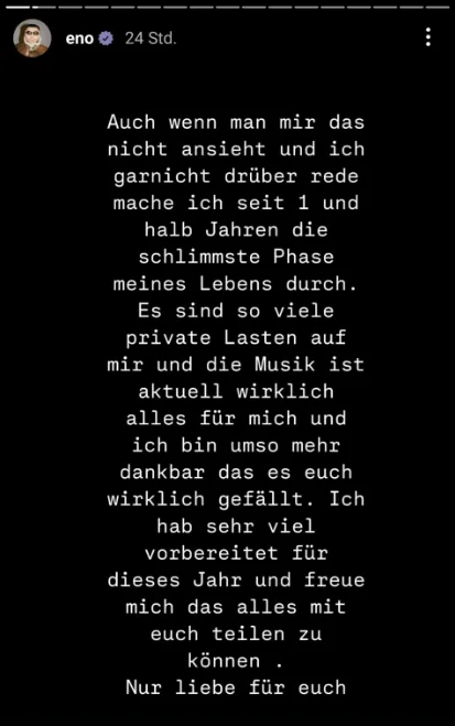 Eno via Instagram Story