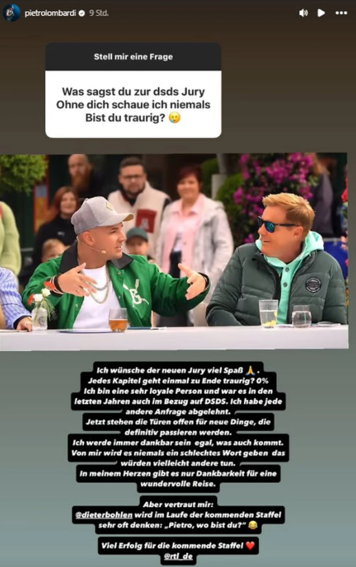 Pietro via Instagram Story