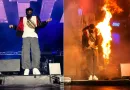 Unfall beim Auftritt – Haftbefehl steht während Live-Show in Flammen Unfall beim Auftritt – Haftbefehl steht während Live-Show in Flammen