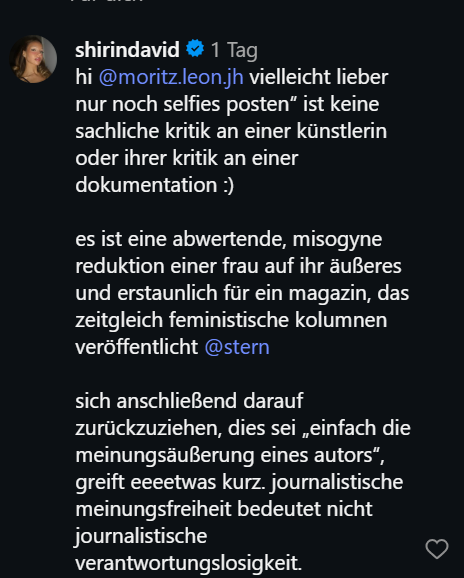 Shirin David in den Kommentaren